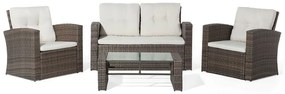 Conjunto de jardim em rattan castanho com 4 lugares LUCA Beliani