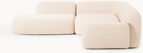 Sofá de canto modular em bouclé com chaise longue Wolke (4 lugares)