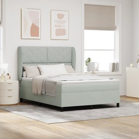 Cama Box com Colchão vidaXL Cinza Claro 160x200 cm Veludo