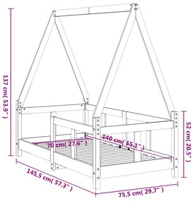 Estrutura de cama infantil 70x140 cm pinho maciço branco