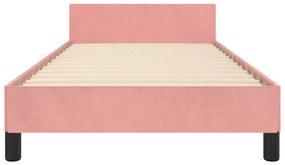 Estrutura de cama c/ cabeceira 90x200 cm veludo rosa