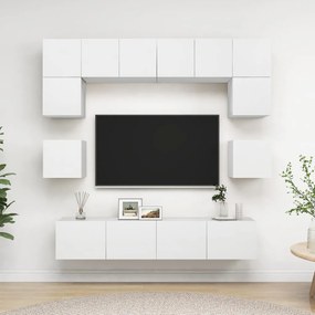 8 pcs conjunto de móveis de TV contraplacado branco