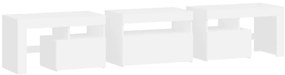 Móvel de TV com luzes LED 200x36,5x40 cm branco