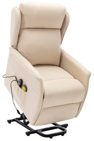 324040 vidaXL Poltrona de massagens tecido cor creme