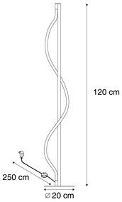 Candeeiro de pé moderno preto com LED regulável em 3 níveis - Twirl Moderno