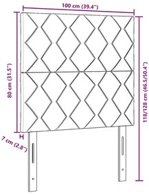 Cabeceira LED vidaXL Design de Blocos de Diamante Creme 100 cm Tecido