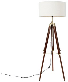 Luminária de pé latão com abajur branco 50 cm tripé - Cortin Industrial,Rústico