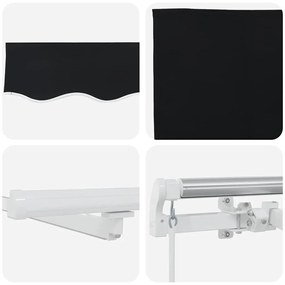 Toldo Retrátil with Manual Preto 600 × 300 cm Preto