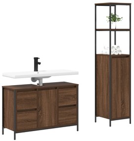 Conjunto de Móveis para Banheiro de 2 Peças vidaXL em Madeira de Carva