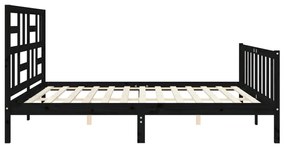 Estrutura de cama com cabeceira 200x200 cm madeira maciça preto