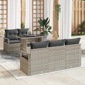Conjunto de Sofás de Jardim vidaXL de 6 Peças com Cushions Cinzento Cl
