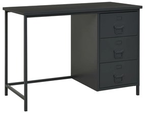 vidaXL Secretária industrial c/ gavetas 105x52x75 cm aço antracite