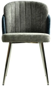 Conjunto 2 Cadeiras DRESDE, cromada, tecido de chenilla azul e cinza claro