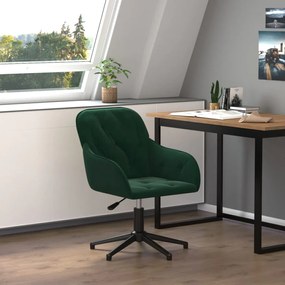 Cadeira de escritório giratória veludo verde-escuro