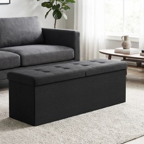 Banco com espaço de arrumação 38 x 110 x 38 cm, baú rebatível, caixa de arrumação Preto