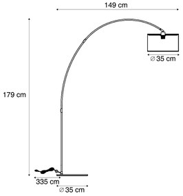 Candeeiro de Arco Moderno Latão com Abajur Bege - Vinossa Moderno