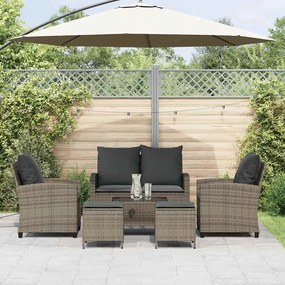 6 pcs conjunto sofás de jardim com almofadões vime cinzento