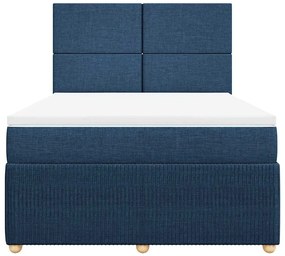 Cama com molas/colchão 140x200 cm tecido azul