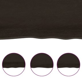 Tampo de mesa com bordas vivas maciço tratado castanho-escuro