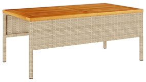 Conjunto de Sofá para Exterior Bege e Creme Rattan e Tecido Médio