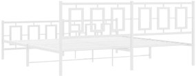 Estrutura de cama com cabeceira e pés 200x200 cm metal branco