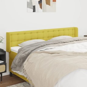 vidaXL Cabeceira de cama c/ abas tecido 203x16x78/88 cm verde