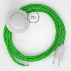 Cabo para candeeiro de chão, RM18 Verde Lima Seda Artificial 3 m.  Escolha a cor da ficha e do interruptor. - Branco