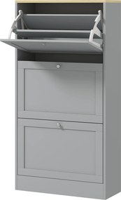 Sapateira com capacidade para 18 pares, com 3 gavetas rebatíveis e prateleiras ajustáveis, 60 x 23,5 x 115 cm, cinzento