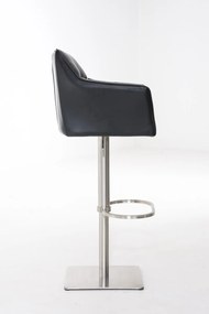 Banco de bar Damaso em couro sintético e estrutura prateada 64 x 88-113 x 45 cm Preto