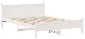 Cama sem colchão 150x200 cm madeira de pinho maciça branco