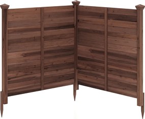 Conjunto de 2 Painéis de Privacidade para o Exterior  119 x 119 cm com Estacas Metálicas para Ar Condicionado, Caixote do Lixo de Jardim, castanho