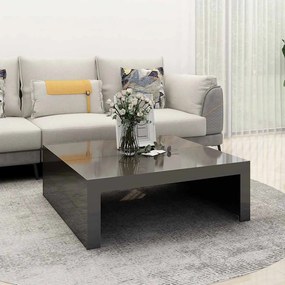 vidaXL Mesa de centro 100x100x35 cm contraplacado cinzento brilhante