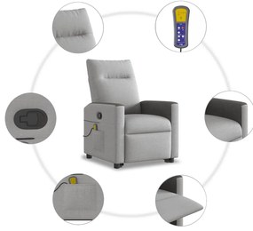 Poltrona elevatória de massagens tecido cinzento-nublado