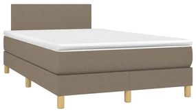 Cama box spring colchão/LED 120x200cm tecido cinza-acastanhado