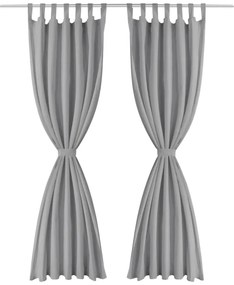 Cortinas de cetim com presilhas 2 pcs 140x245 cm cinzento