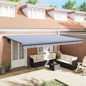 vidaXL Toldo Retrátil Automático Azul e Branco 500x300 cm