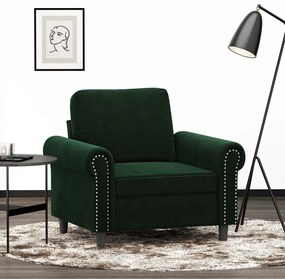 vidaXL Poltrona 60 cm veludo verde-escuro