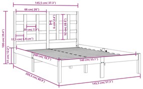 Estrutura de cama 140x200 cm madeira maciça branco