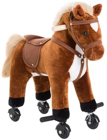 HOMCOM Cavalo para Crianças acima de 36 Meses com Rodas Sons de Relincho e Pedais Carga 60 kg 55x23x60 cm Marrom | Aosom Portugal