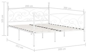 Estrutura de cama com estrado de ripas 200x200 cm metal branco