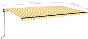 Toldo retrátil automático 500x300 cm amarelo e branco