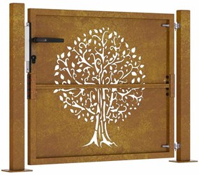 Portão de jardim 105x80 cm aço corten design árvore