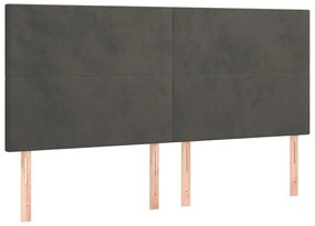Cama box spring c/ colchão/LED 180x200cm veludo cinzento-escuro