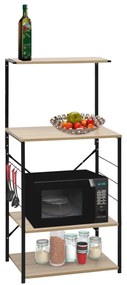vidaXL Armário para micro-ondas derivados de madeira preto/carvalho