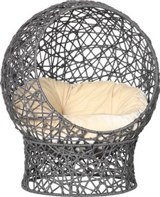 PawHut Cesta para gato cama elevada gato acolhedor casinha caverna 50 x 50 x 60 cm almofada macia creme incluída, corda de poliéster violeta | Aosom Portugal