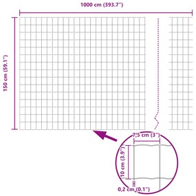 Cerca Euro com 10 Postes Cinza 1.5x10 m Aço