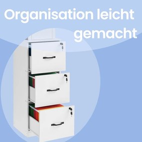 Armário de gavetas escritório em madeira 40 x 41 x 103 cm Branco