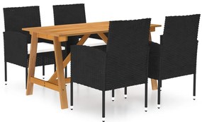 5 pcs conjunto de jantar para jardim preto