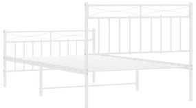 Estrutura de cama com cabeceira e pés 107x203 cm metal branco