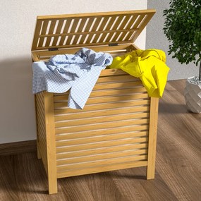 Cesto para roupa suja em bambu 62 L, 51 x 36 x 61 cm Cor Natural